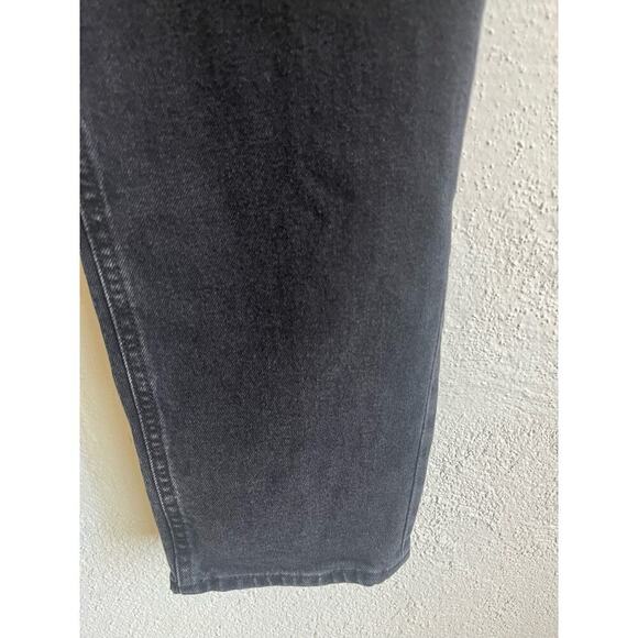 Express Woman Mid Rise Washed Black Pleated Baggy Tapered Jeans, Size 8L - Picture 10 of 12